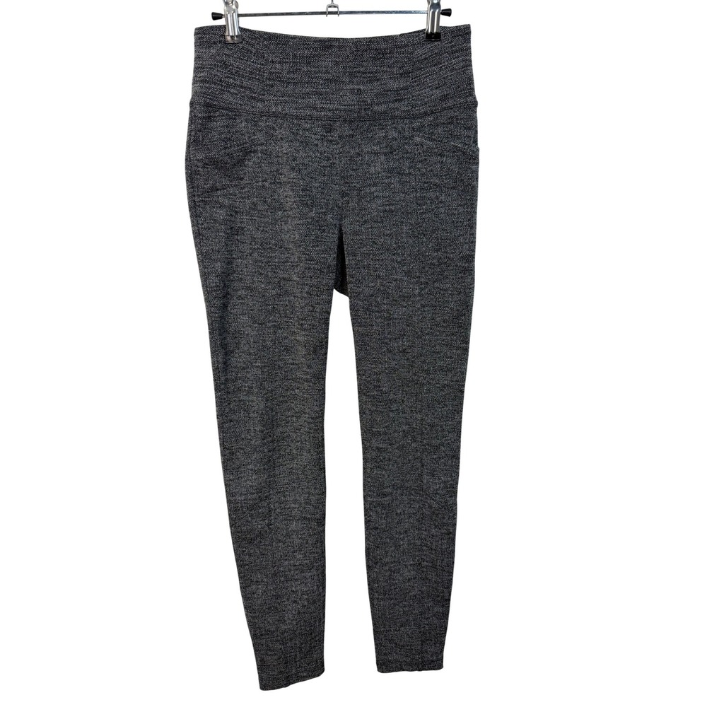 Athleta Women Leggings M Grey Herringbone High Rise Back Pockets S/349156-00